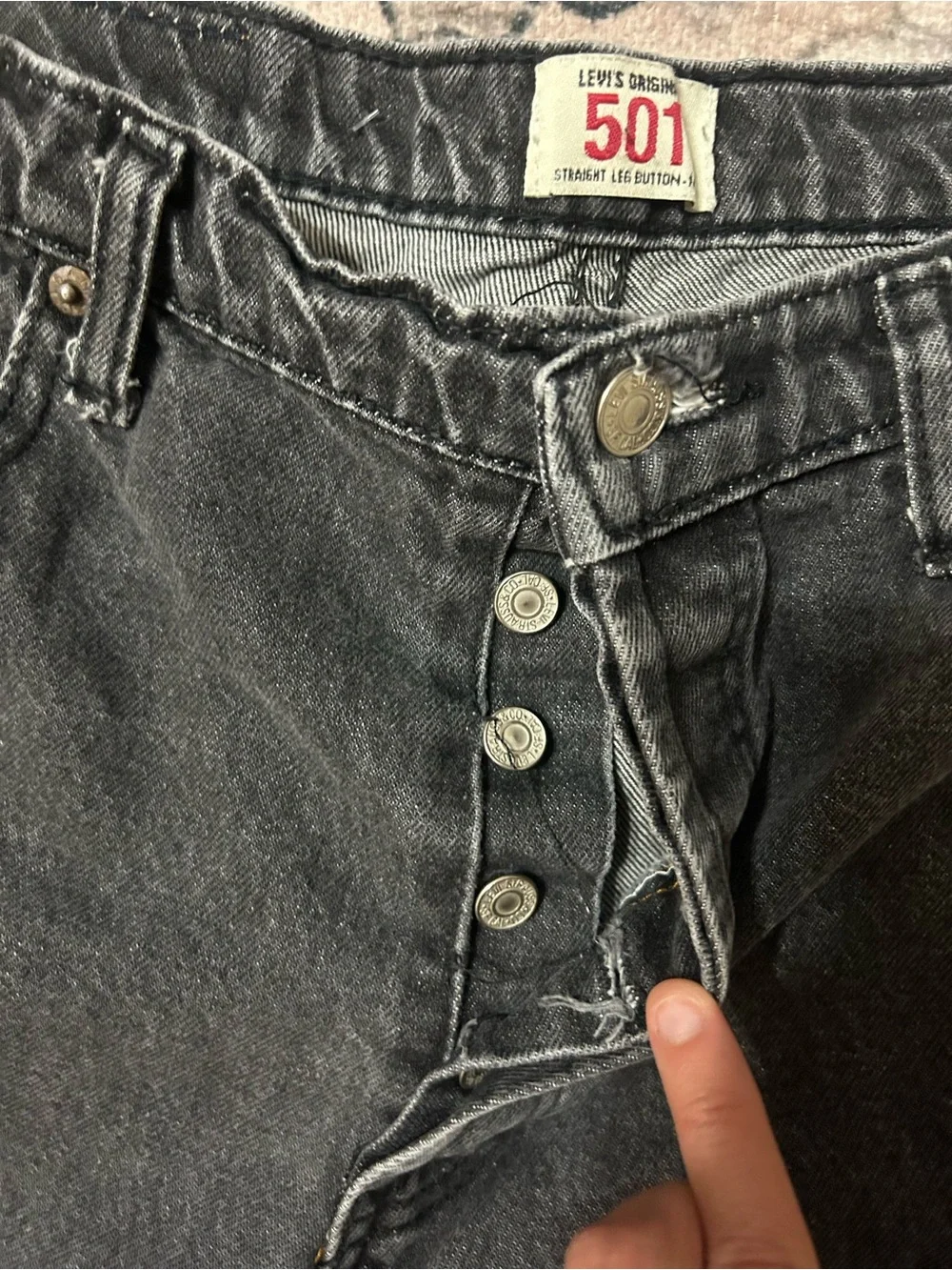 Vintage Levis 501 Jeans Size 38x30 Button Fly Faded Black Gray Made In Mexico